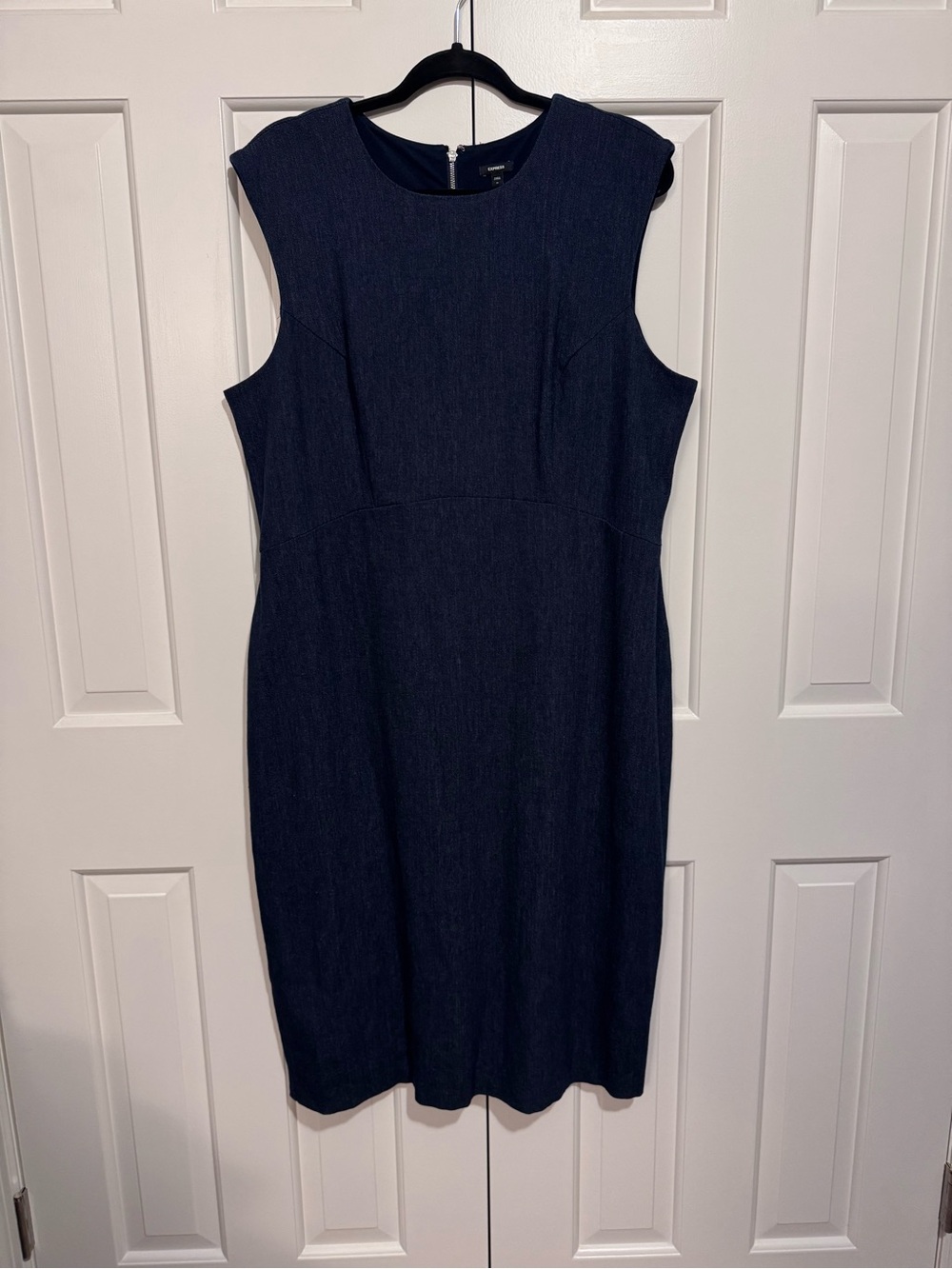EXPRESS - Navy Zipper Back Sheath Dress - XL